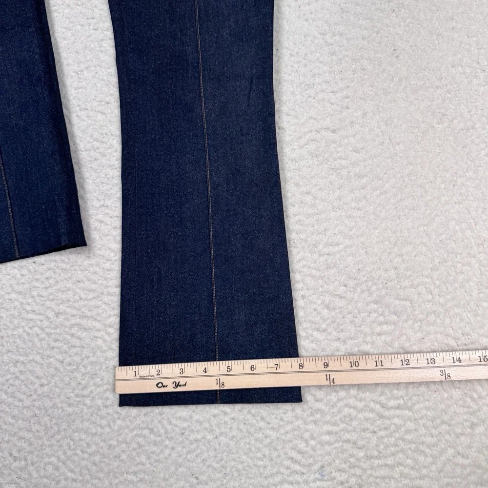 Veronica Beard Jeans Womens 2 High Rise Flare Blue Pintuck Seam Blue Gold Button